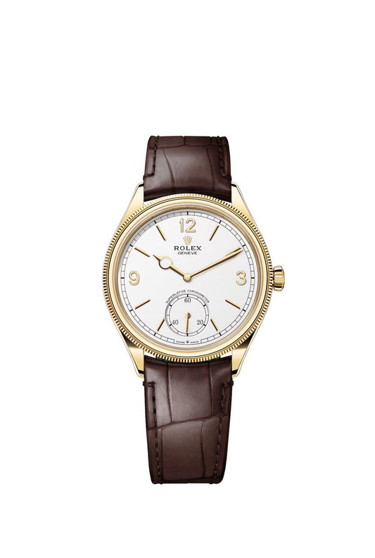 Montre habillée SALCIR Héritage Or & Ivoire — cadran blanc ivoire, boîtier doré, bracelet cuir marron — Dakar