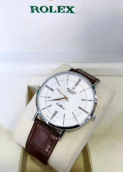 Montre héritage bracelet cuir marron cadran blanc — SALCIR Dakar Sénégal
