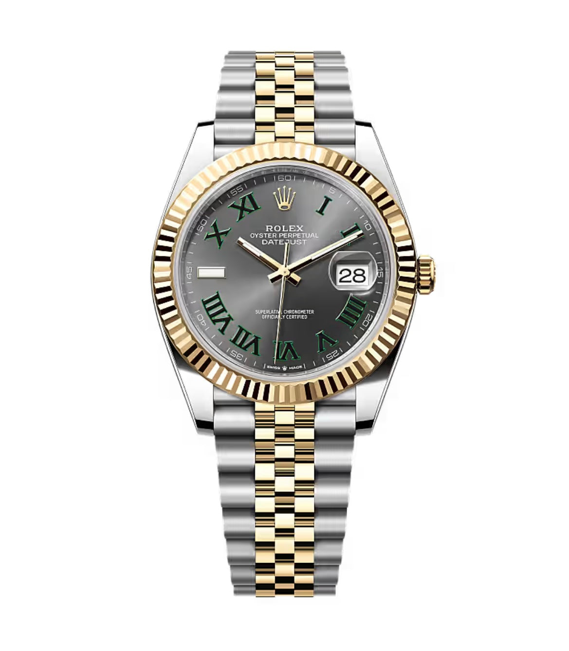 Rolex Datejust 41 Wimbledon cadran slate chiffres romains verts Rolesor blanc — SALCIR Sénégal