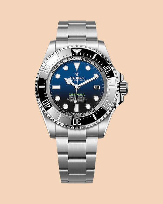 Montre SALCIR Abysse Cameron sur fond crème — montre de plongée cadran bleu à Dakar