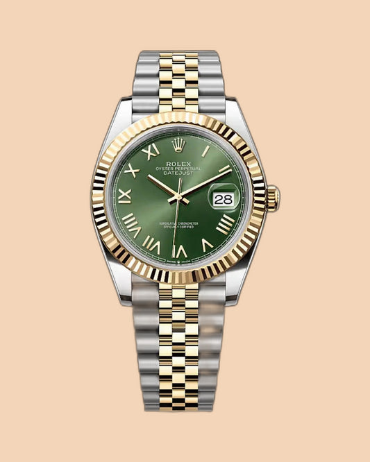 Montre SALCIR Héritage Datejust sur fond crème — montre classique acier à Dakar