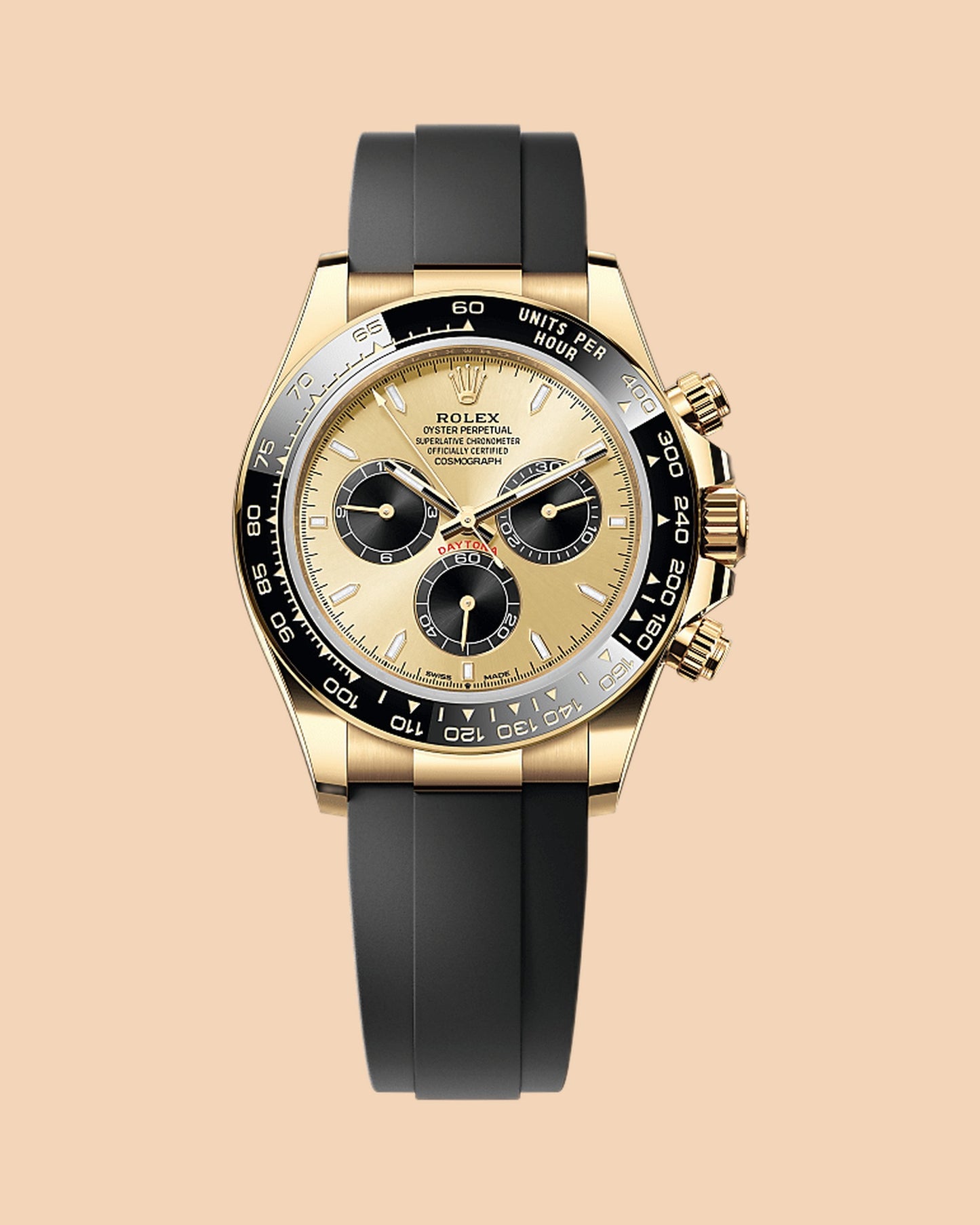 Montre SALCIR Piste Or sur fond crème — chronographe doré de luxe à Dakar